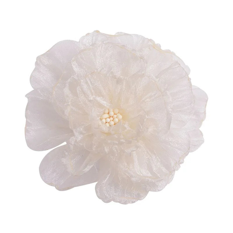 10cm Pleated Organza Chiffon Fabric Flower Patch Handmade Fabric rolled edge flower