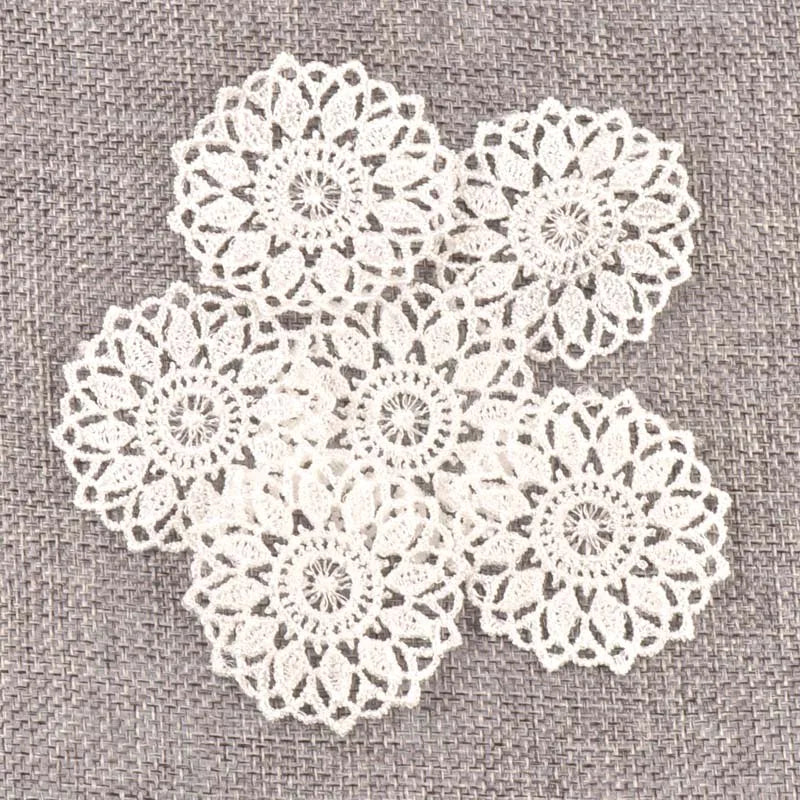 Flower White Lace Applique Mesh Trim