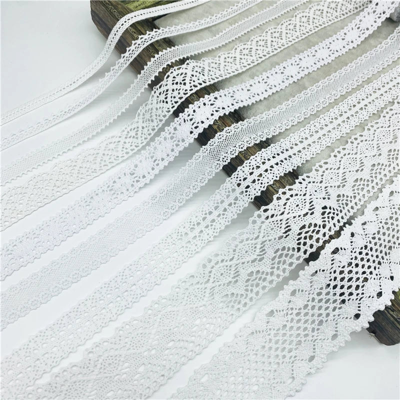 White Cotton Lace Ribbon  White Trim Cotton Crocheted Lace Fabric Ribbon