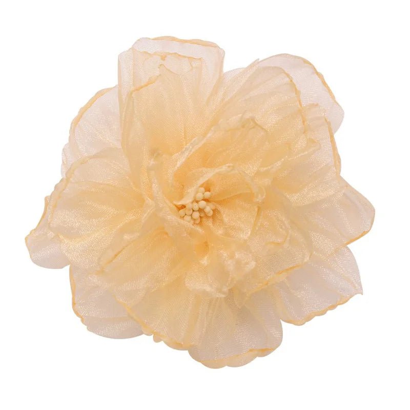 10cm Pleated Organza Chiffon Fabric Flower Patch Handmade Fabric rolled edge flower