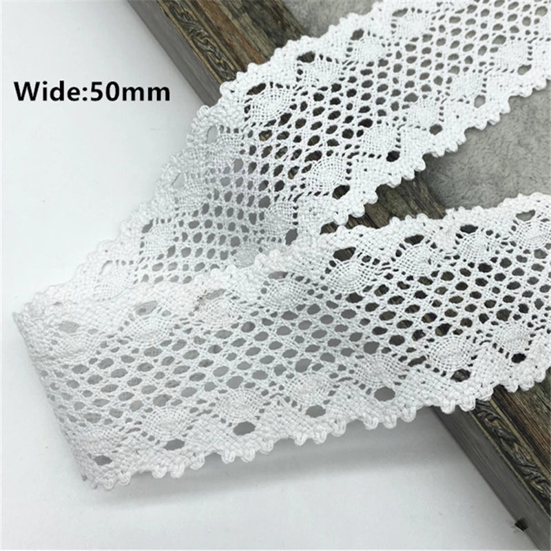 White Cotton Lace Ribbon  White Trim Cotton Crocheted Lace Fabric Ribbon