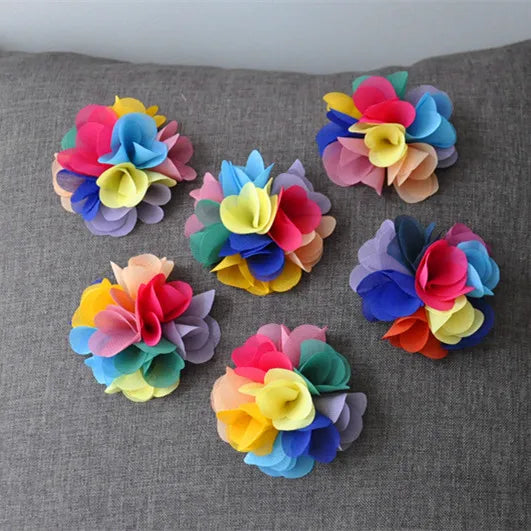 3D Chiffon Match Handmade Ruffled Flowers Patch Applique