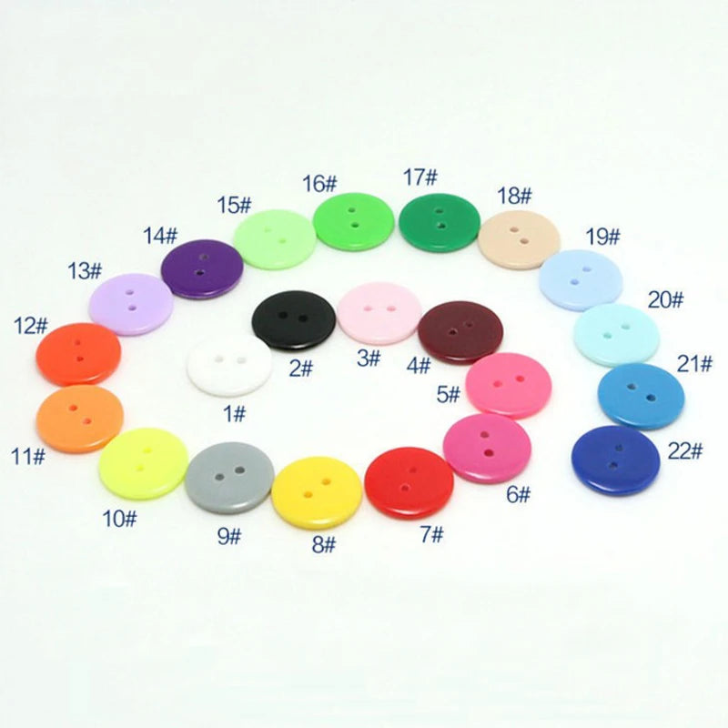 9-25MM High Quality Round Flatback 2 Holes Solid Color Resin Buttons