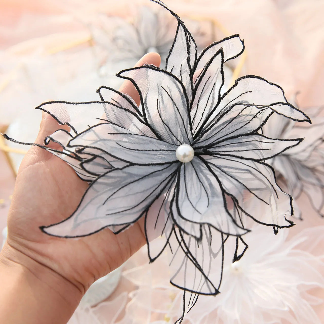 3D Embroidered Flowers Appliques Patch 25cm