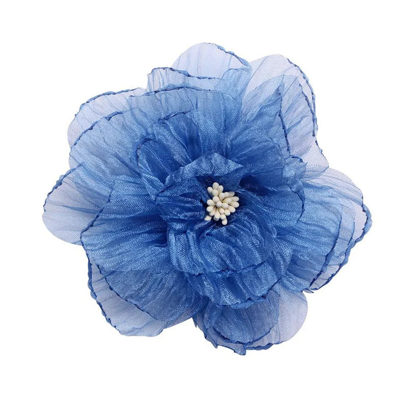 10cm Pleated Organza Chiffon Fabric Flower Patch Handmade Fabric rolled edge flower