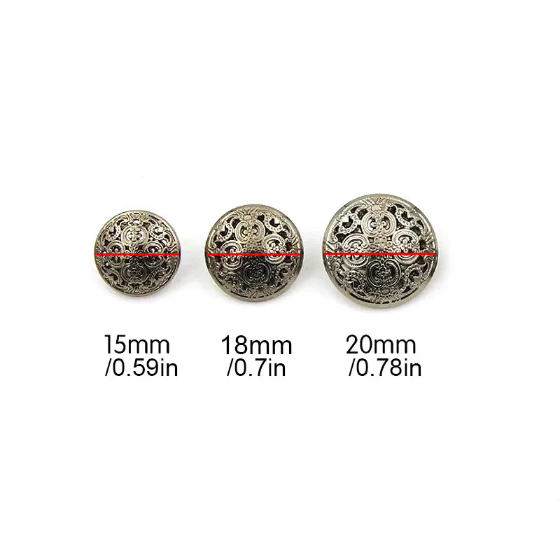 Round Vintage Metal Flower Pattern Buttons