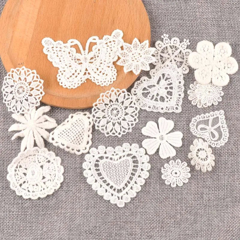 Flower White Lace Applique Mesh Trim