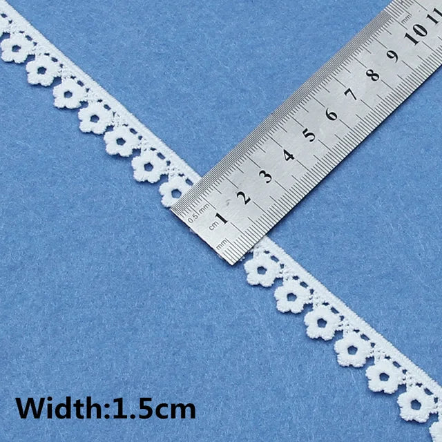 White Cotton Embroidered Lace Trim Ribbons Fabric