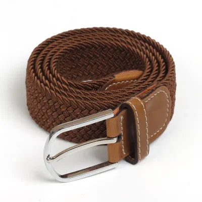 Elastic Waist Belt Black Canvas Braided Woven Leather Belt Wide Hot Metal Stretch Belt