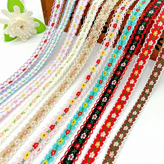 12mm Flower Embroidered Lace Trim Ribbons Garment Trim Fabric