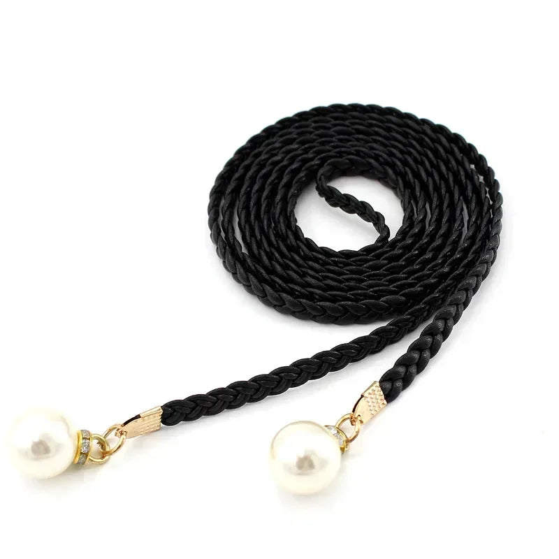 Vintage Knitted Thin Belts Braided Strap