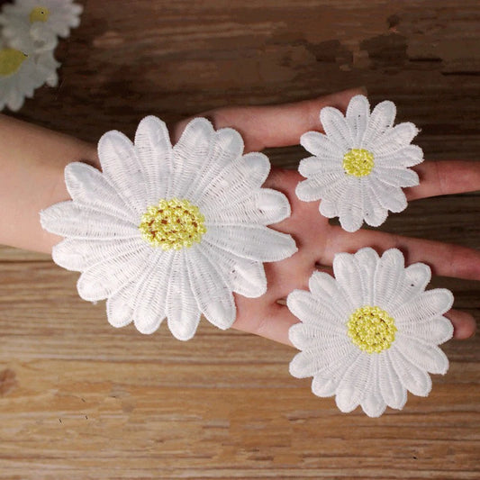 Milk Hair Daisy Flowers Embroidered