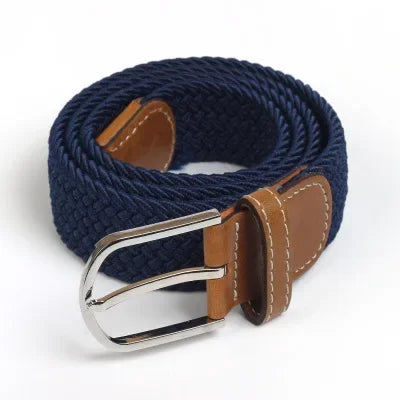 Elastic Waist Belt Black Canvas Braided Woven Leather Belt Wide Hot Metal Stretch Belt