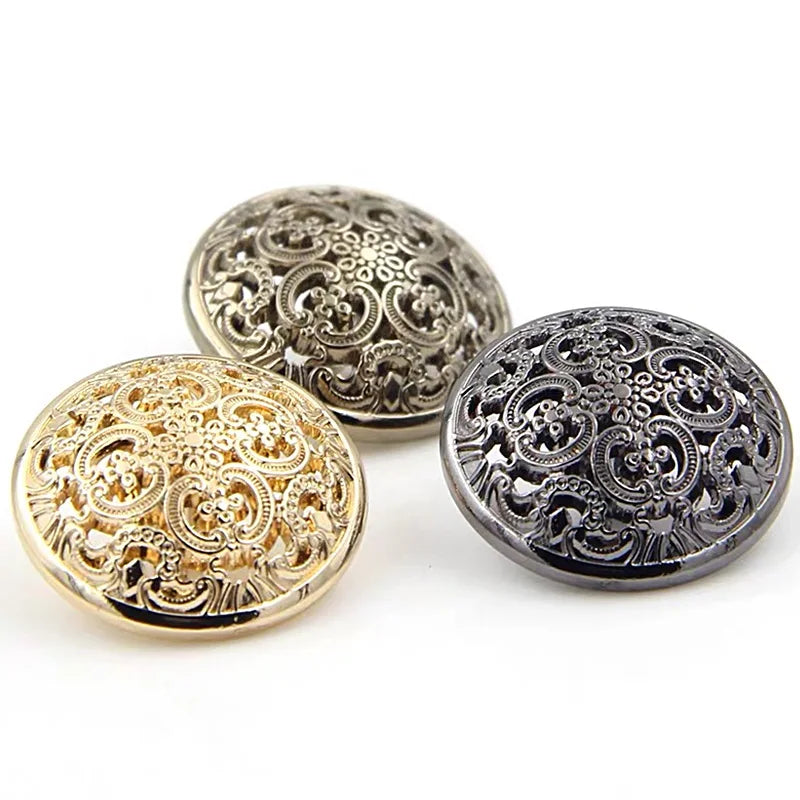 Round Vintage Metal Flower Pattern Buttons