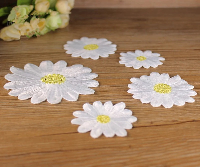 Milk Hair Daisy Flowers Embroidered