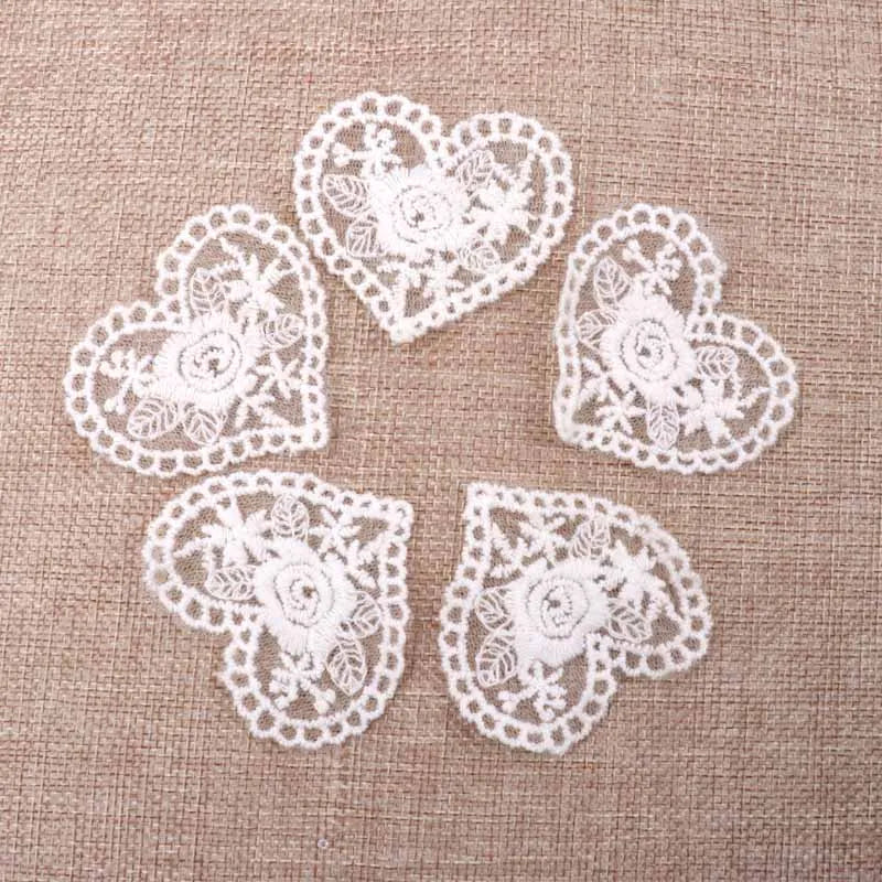 Beautiful White Venice Lace Applique heart Sewing Trims