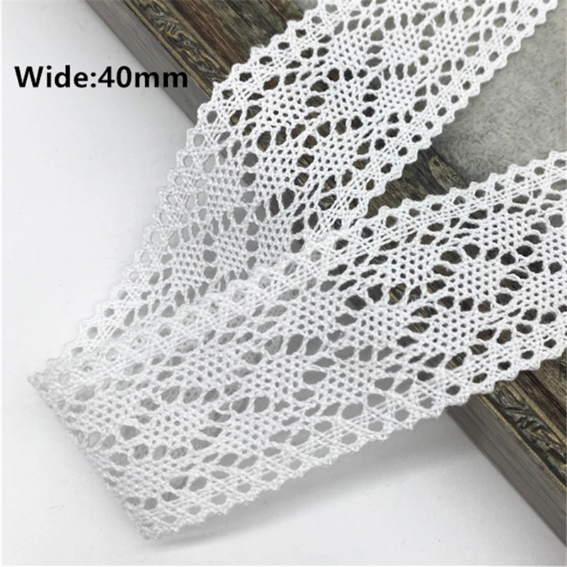 White Cotton Lace Ribbon  White Trim Cotton Crocheted Lace Fabric Ribbon