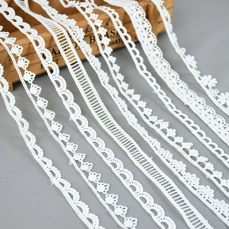 White Lace Milk Silk Water Soluble Embroidery Lace Ribbon Trim Fabric