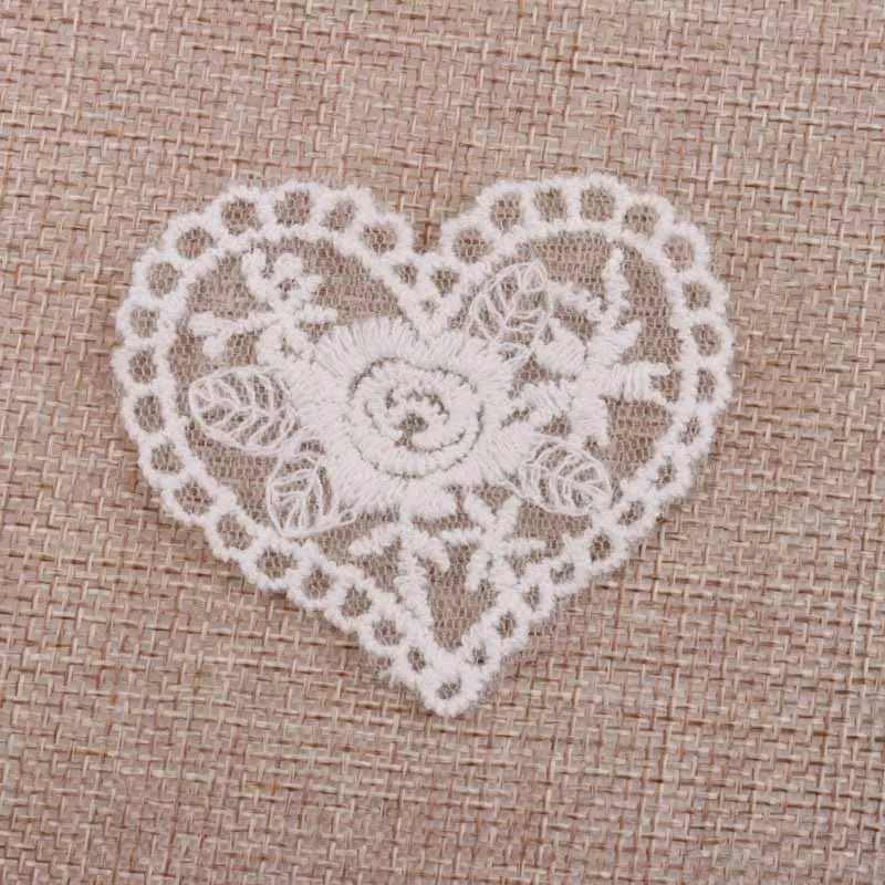 Beautiful White Venice Lace Applique heart Sewing Trims