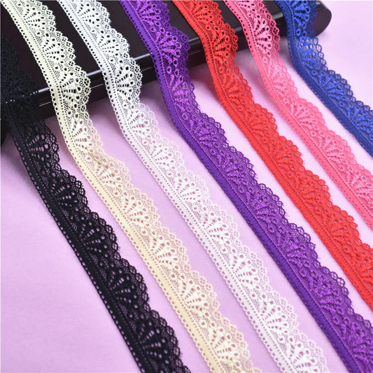 30mm Wide Stretch Elastic Lace Ribbon White Embroidered Cotton Trim