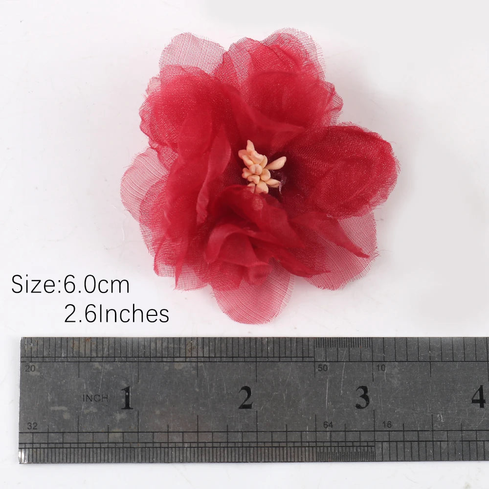 3D Chiffon Flower Handmade Lace Patches Applique