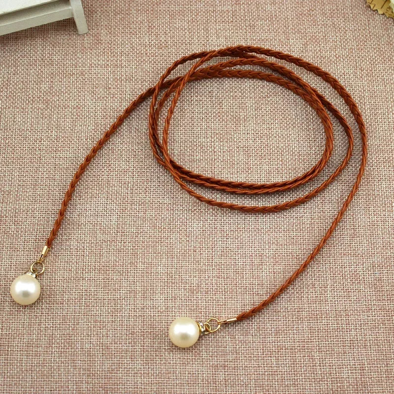 Vintage Knitted Thin Belts Braided Strap