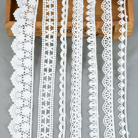 White Lace Milk Silk Water Soluble Embroidery Lace Ribbon Trim Fabric